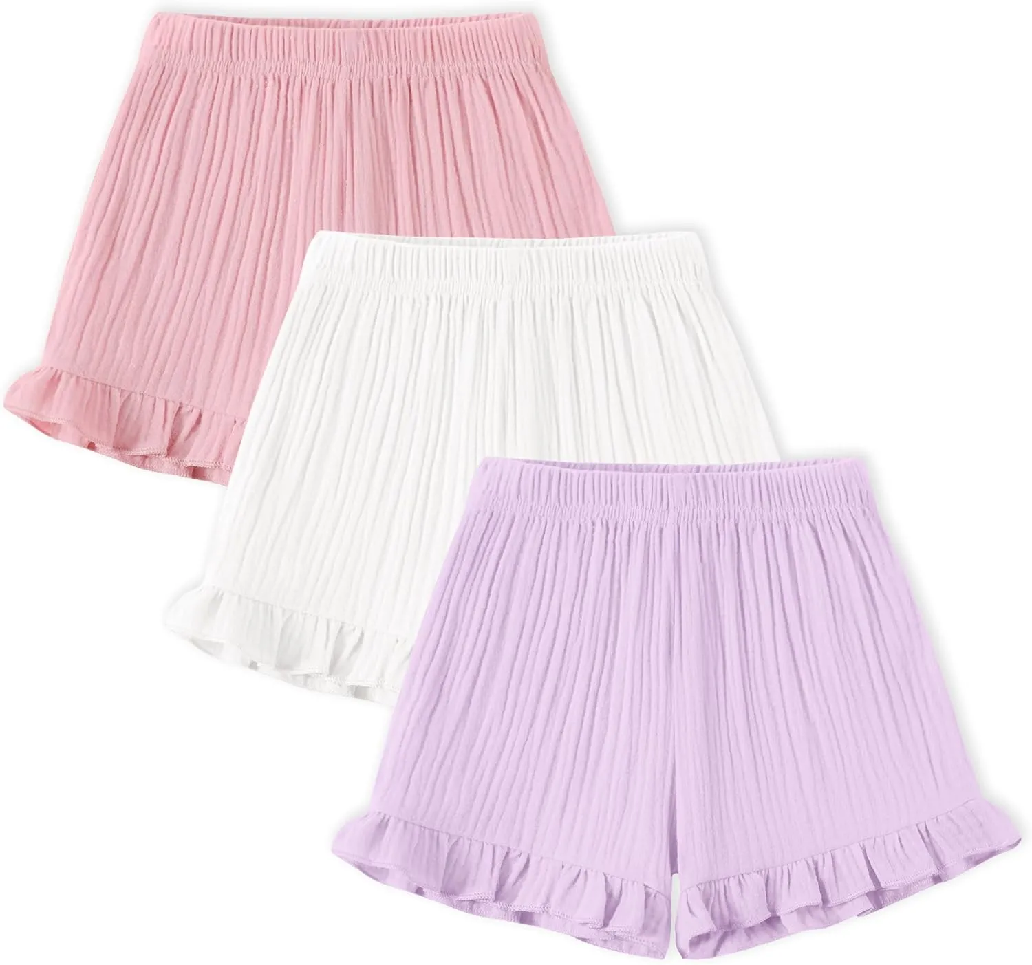 DREAM BUS 3 Pack Baby Girls Shorts Toddler Summer Casual Shorts Cotton Toddler Girls Ruffled Shorts Newborn Infant Bloomers