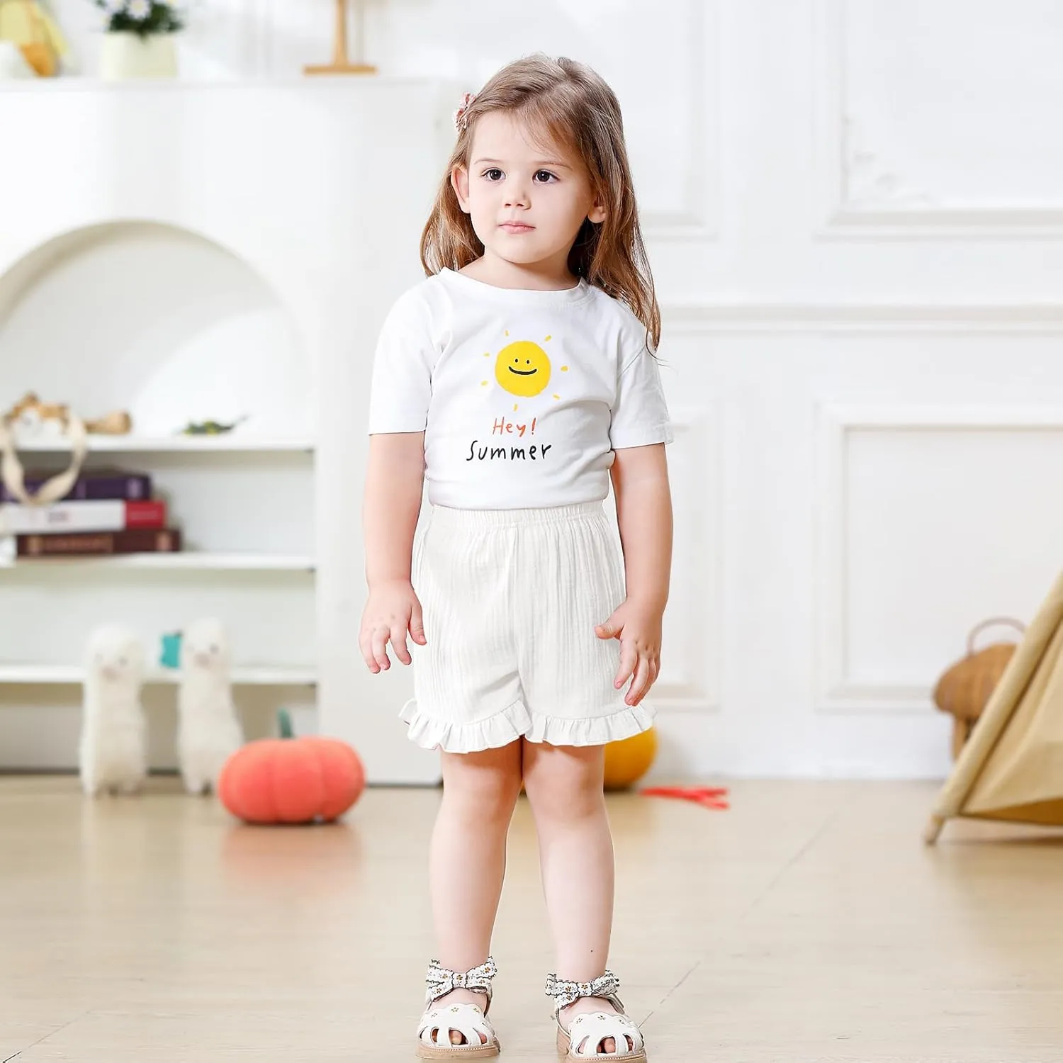 DREAM BUS 3 Pack Baby Girls Shorts Toddler Summer Casual Shorts Cotton Toddler Girls Ruffled Shorts Newborn Infant Bloomers