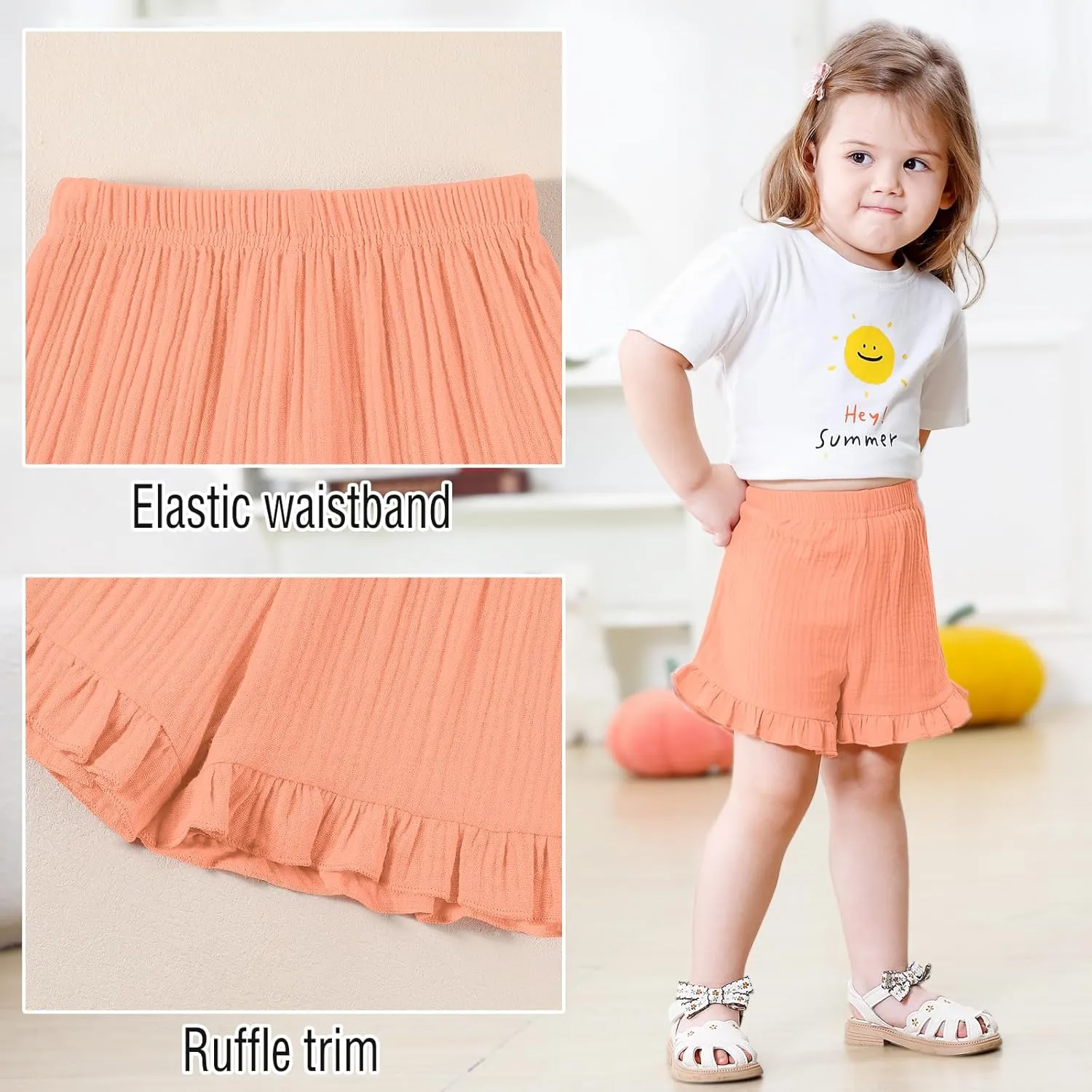 DREAM BUS 3 Pack Baby Girls Shorts Toddler Summer Casual Shorts Cotton Toddler Girls Ruffled Shorts Newborn Infant Bloomers