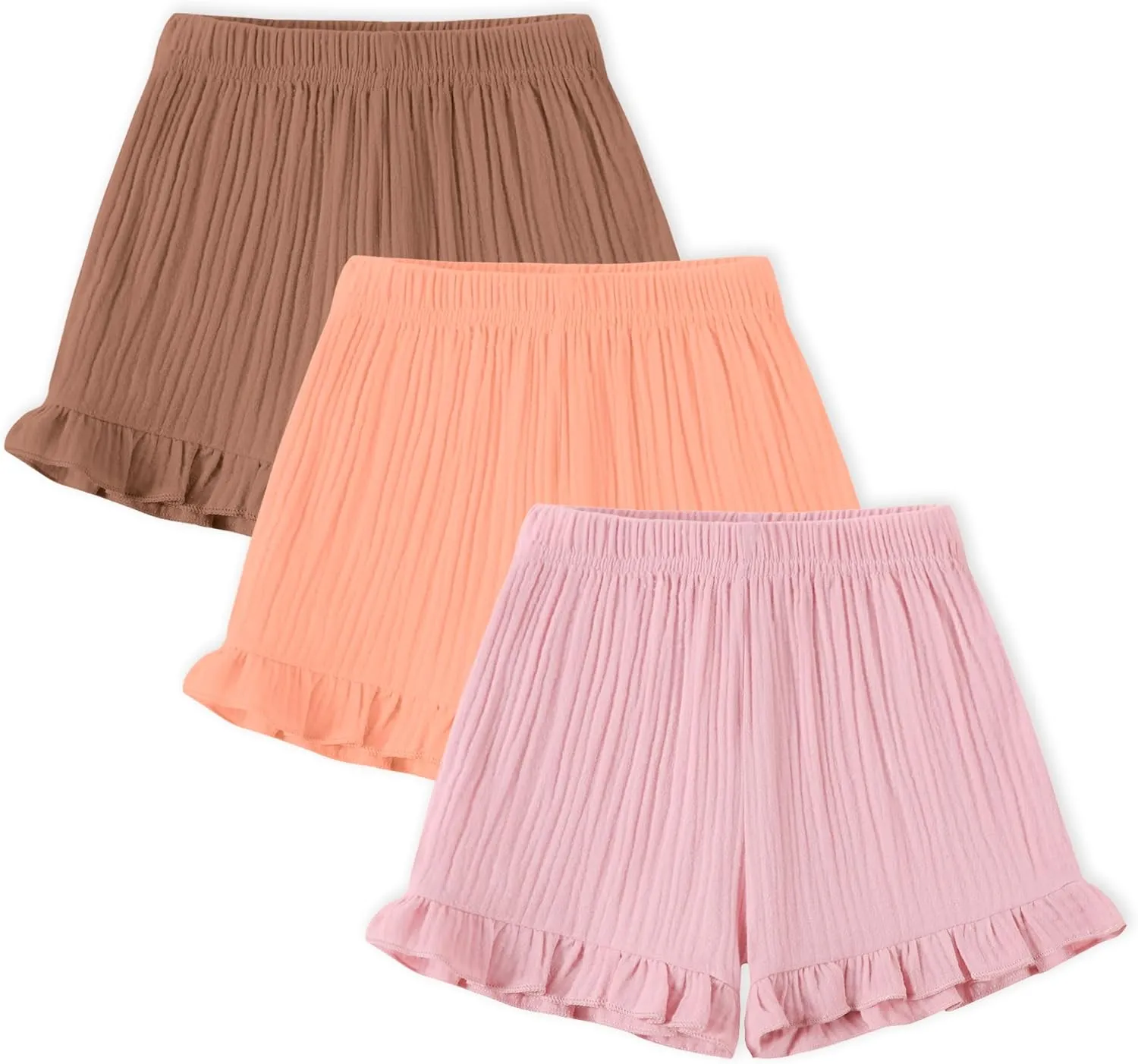 DREAM BUS 3 Pack Baby Girls Shorts Toddler Summer Casual Shorts Cotton Toddler Girls Ruffled Shorts Newborn Infant Bloomers