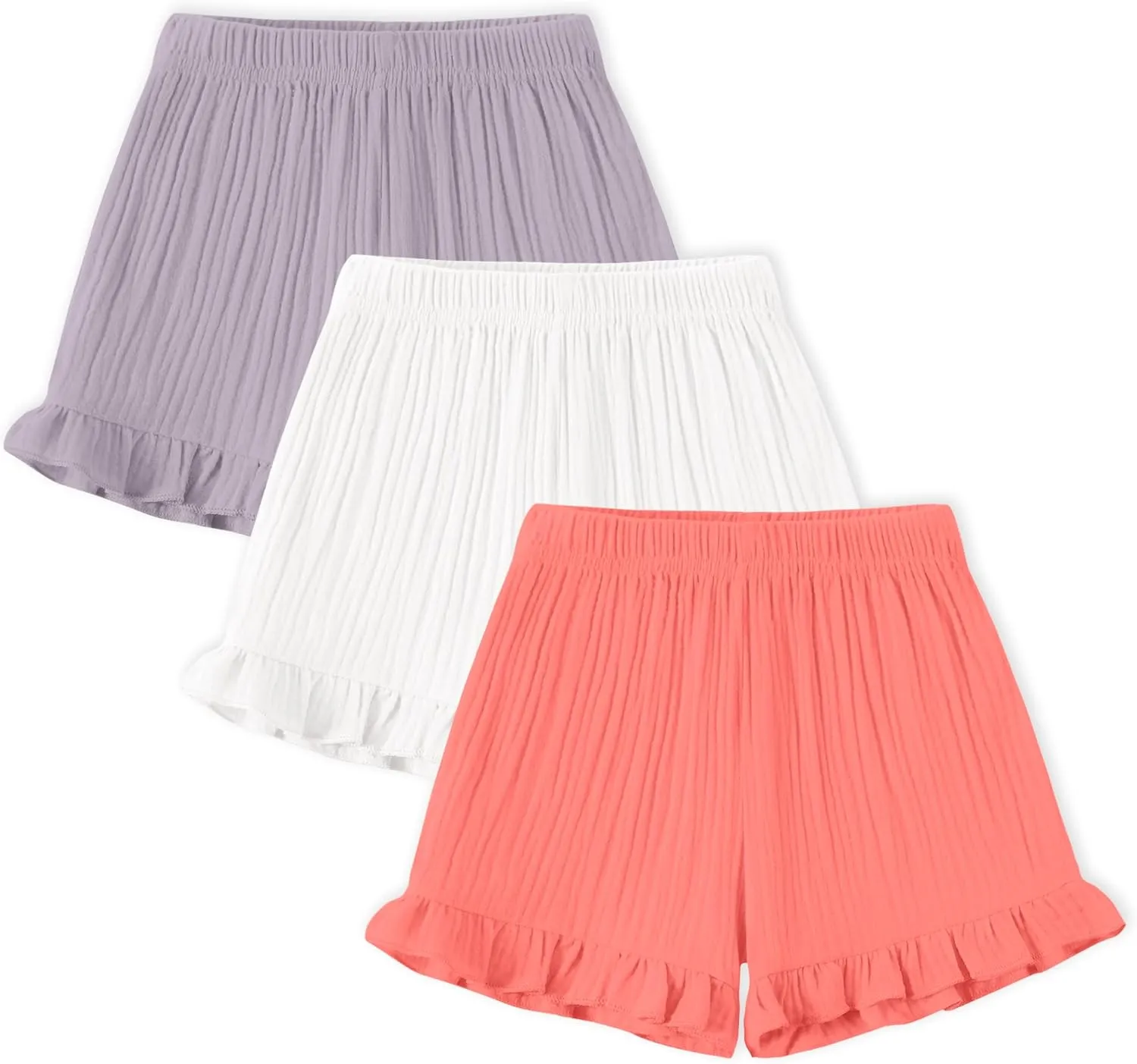 DREAM BUS 3 Pack Baby Girls Shorts Toddler Summer Casual Shorts Cotton Toddler Girls Ruffled Shorts Newborn Infant Bloomers