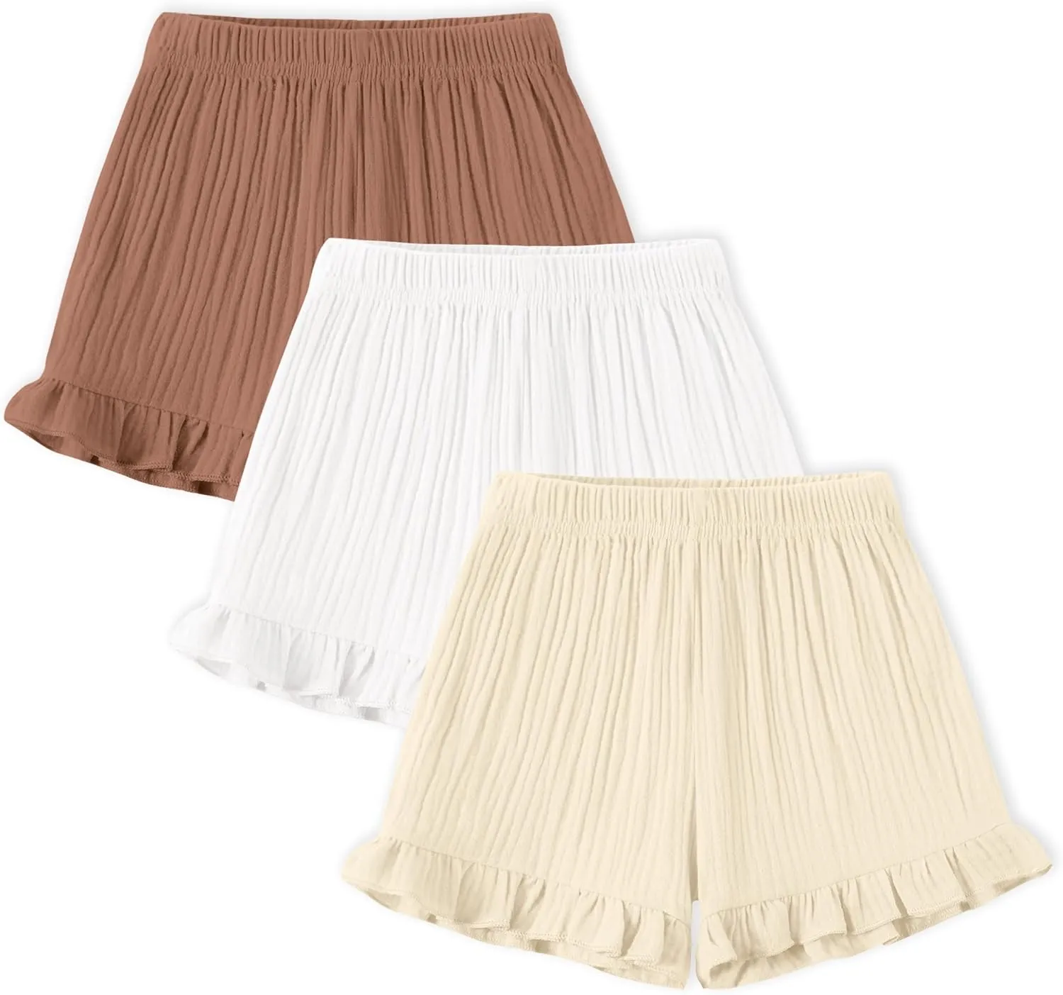 DREAM BUS 3 Pack Baby Girls Shorts Toddler Summer Casual Shorts Cotton Toddler Girls Ruffled Shorts Newborn Infant Bloomers