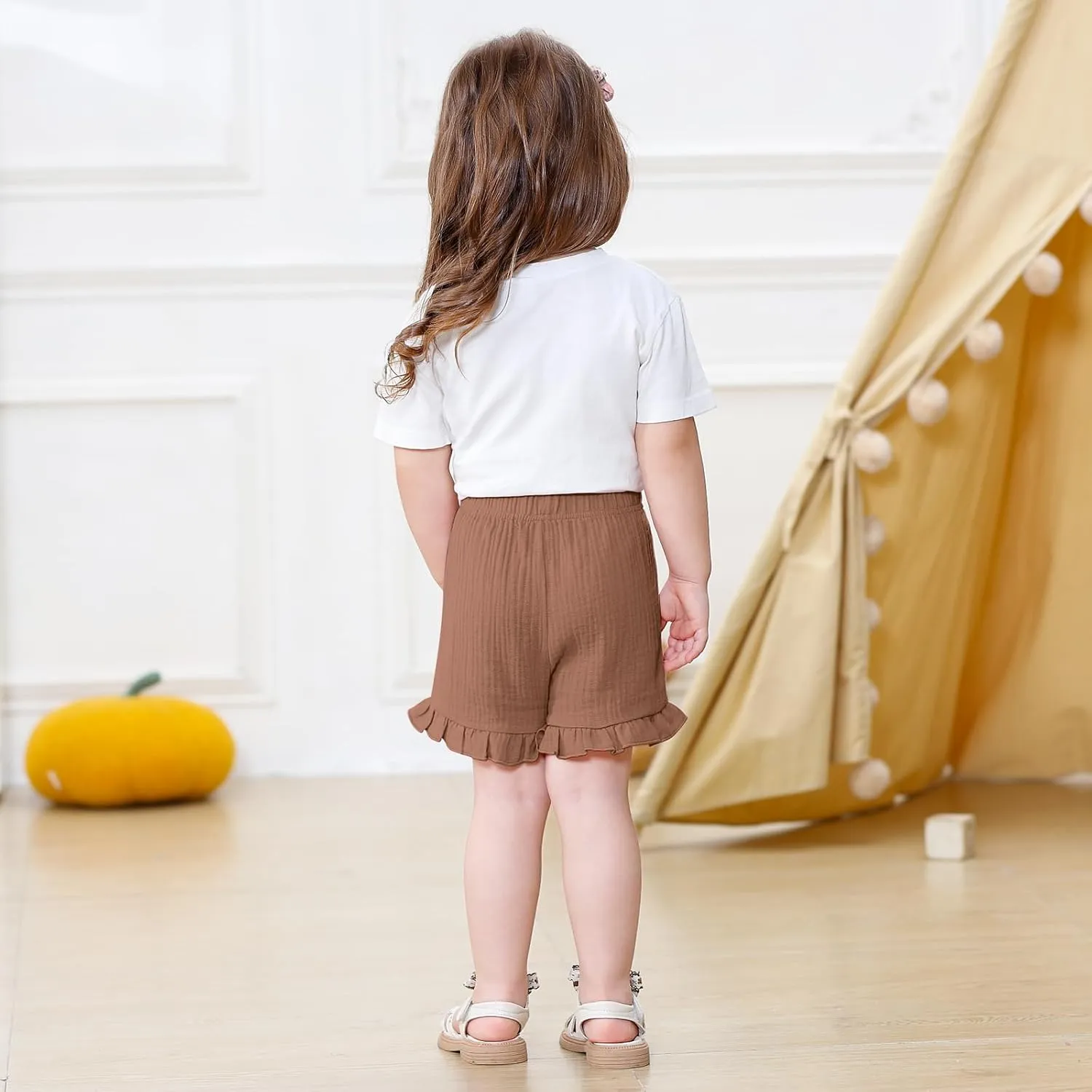 DREAM BUS 3 Pack Baby Girls Shorts Toddler Summer Casual Shorts Cotton Toddler Girls Ruffled Shorts Newborn Infant Bloomers
