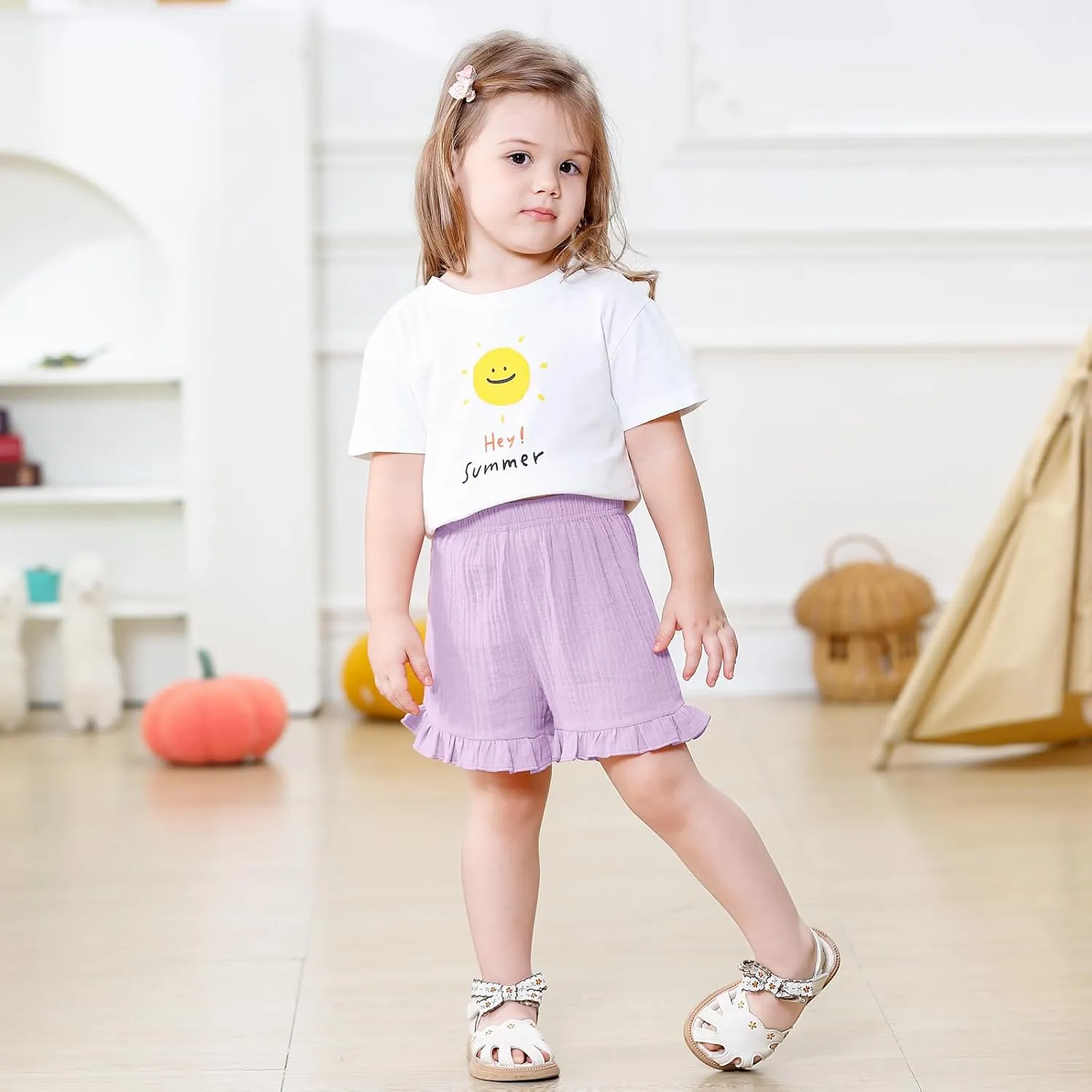 DREAM BUS 3 Pack Baby Girls Shorts Toddler Summer Casual Shorts Cotton Toddler Girls Ruffled Shorts Newborn Infant Bloomers