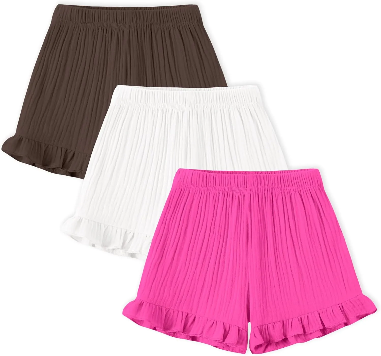 DREAM BUS 3 Pack Baby Girls Shorts Toddler Summer Casual Shorts Cotton Toddler Girls Ruffled Shorts Newborn Infant Bloomers