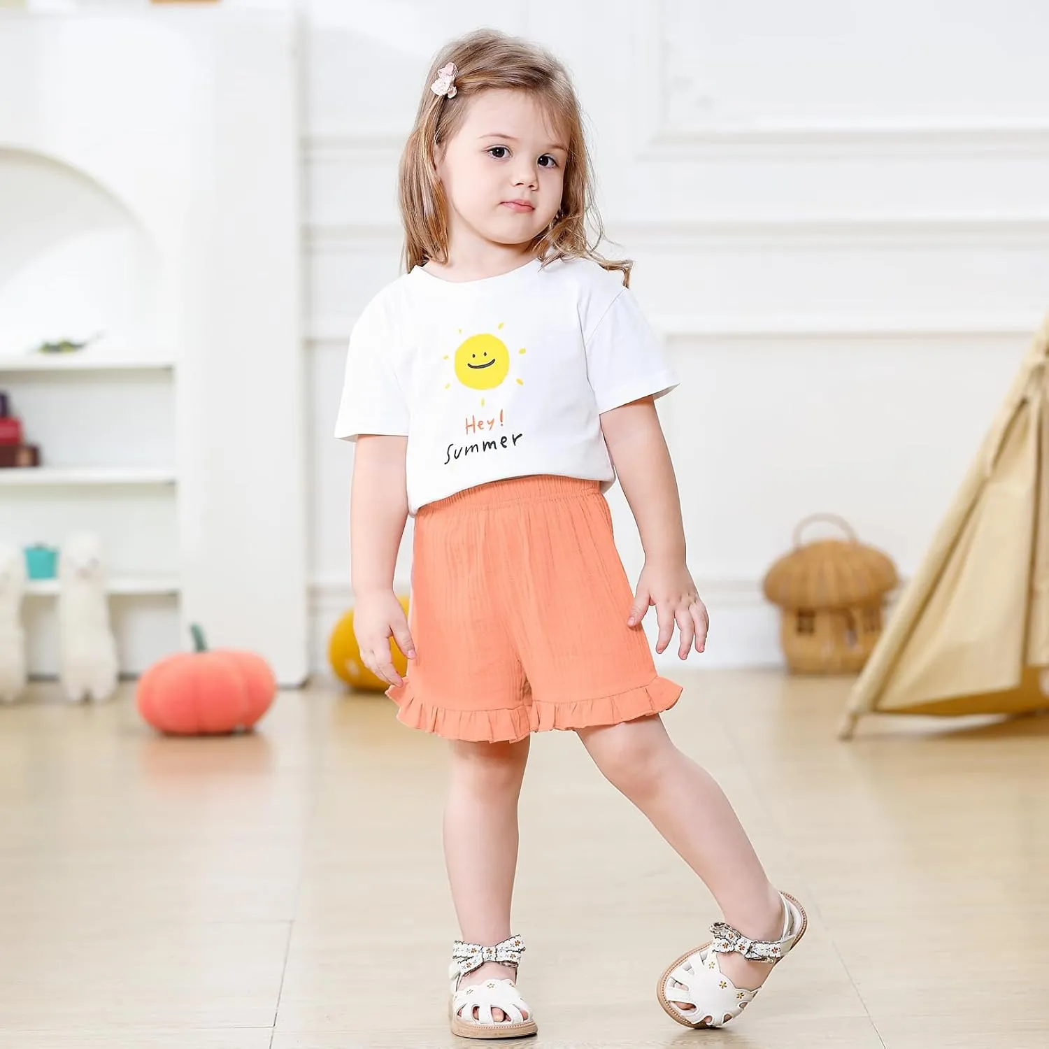 DREAM BUS 3 Pack Baby Girls Shorts Toddler Summer Casual Shorts Cotton Toddler Girls Ruffled Shorts Newborn Infant Bloomers