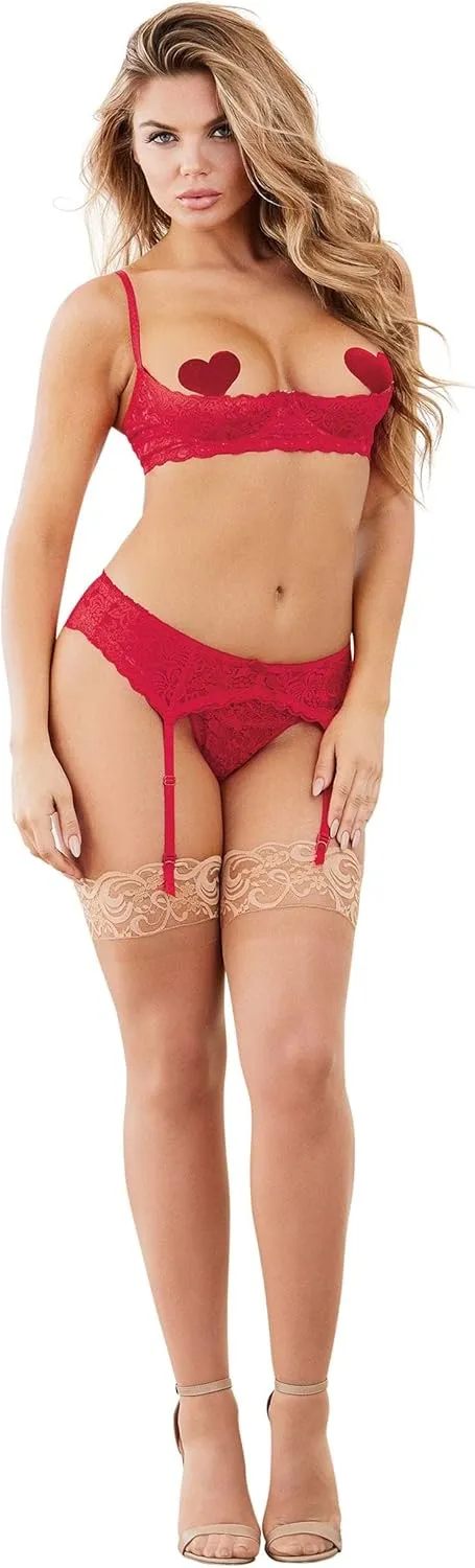 Dreamgirl Women's Lace Open Cup Underwire Shelf Bra