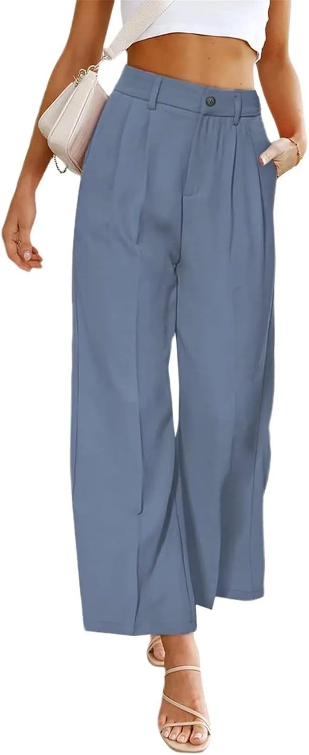 Dress Pants Women Dressy High Waisted Wide Leg Cargo Pants Long Straight Leg Suit Pant Business Work Office Trousers