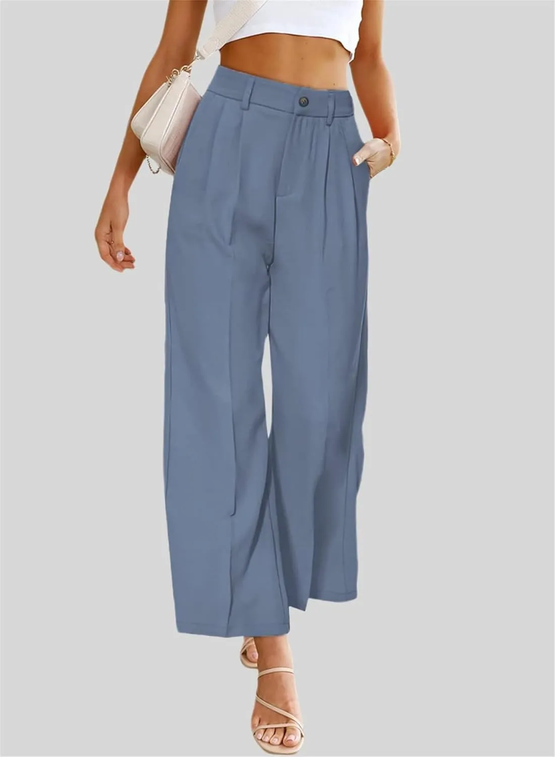 Dress Pants Women Dressy High Waisted Wide Leg Cargo Pants Long Straight Leg Suit Pant Business Work Office Trousers