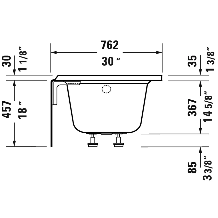 Duravit ADA Bathtub With Tile Flange And Apron 60x30, LH, White (18") 700441000000090