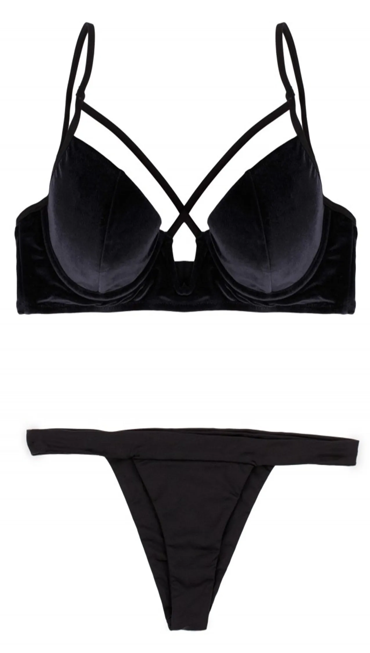 Dylan Velvet Underwire Bikini Top Black