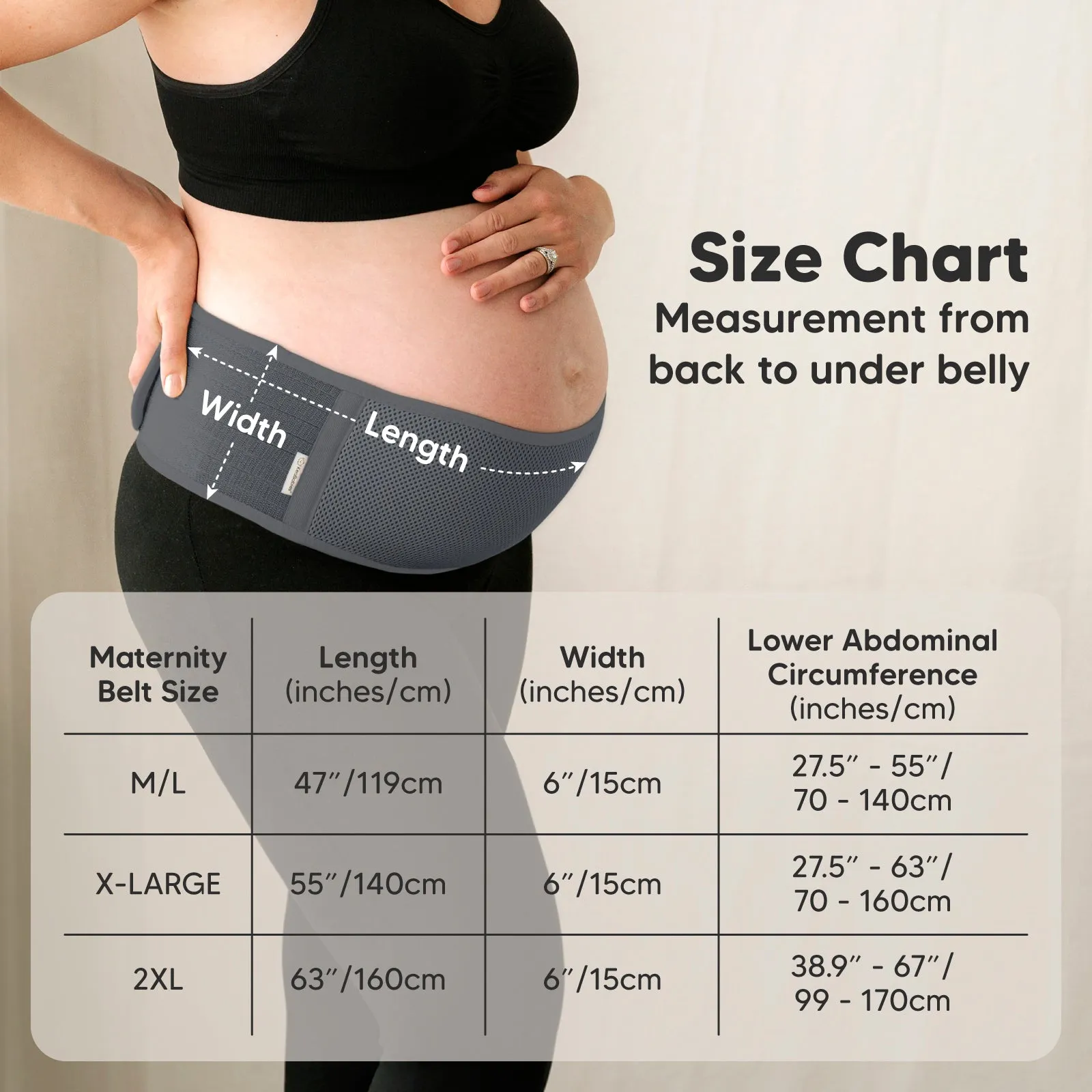 Ease Maternity Support Belt (Mystic Gray, Medium/Large)