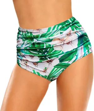 Edelqual Women's High Waisted Bikini Bottom Tummy Control Full Coverage Ruched Bathing Suit Swimsuit Tankini Swim Shorts