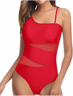 Elegant Backless Bathing Suits for Women Tummy Control Mesh Swimsuits High Waisted One Piece Swimwear