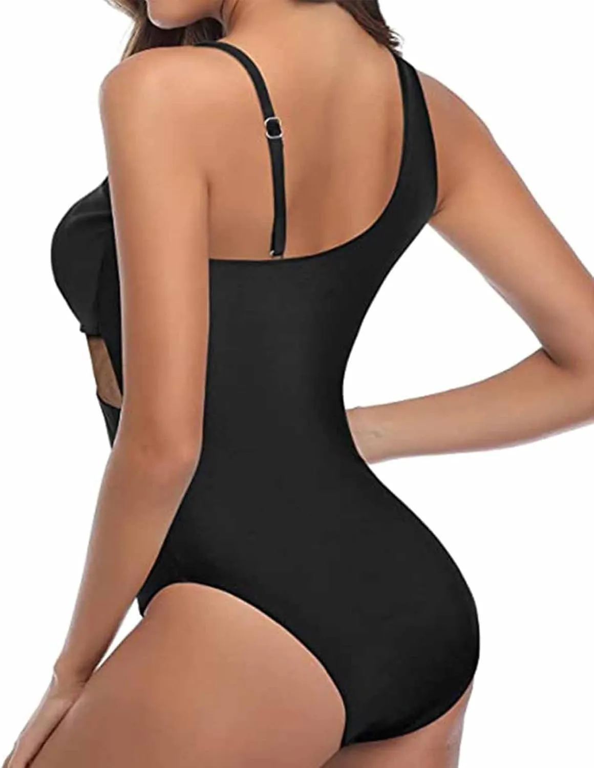 Elegant Backless Bathing Suits for Women Tummy Control Mesh Swimsuits High Waisted One Piece Swimwear