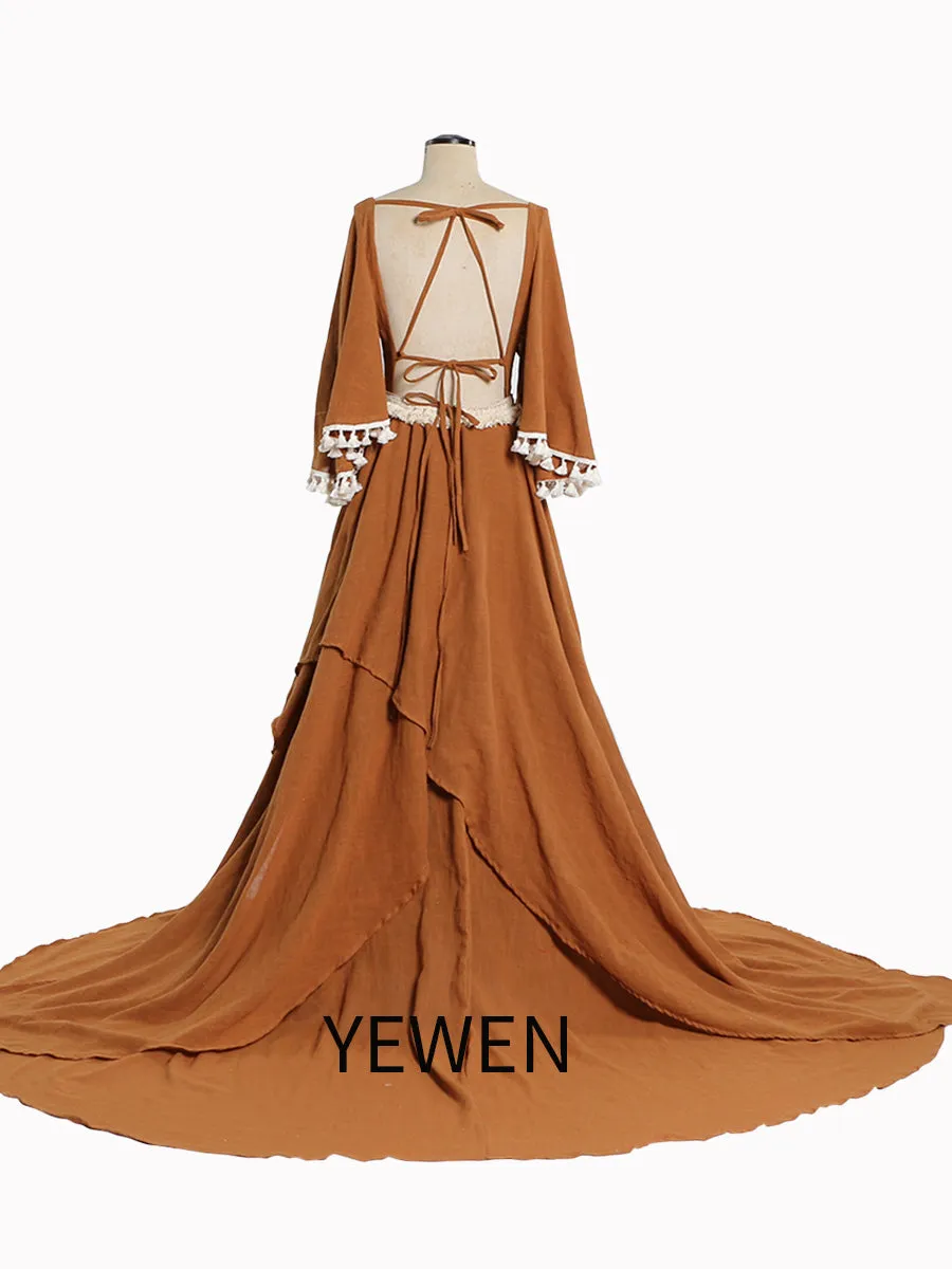 Elegant Cotton Maternity Dresses for Photo Shoot V Neck Photography Maxi Dress YEWEN NEW  YW221111