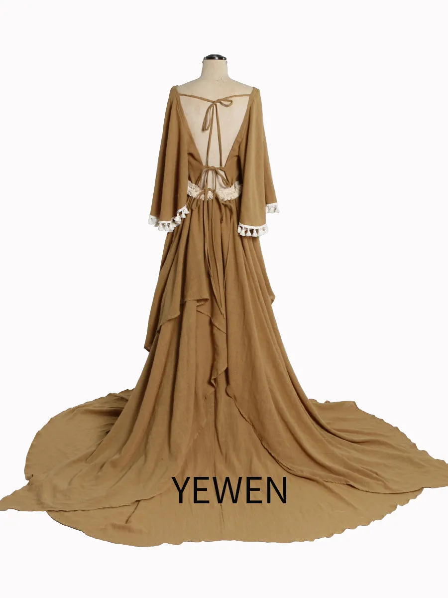 Elegant Cotton Maternity Dresses for Photo Shoot V Neck Photography Maxi Dress YEWEN NEW  YW221111