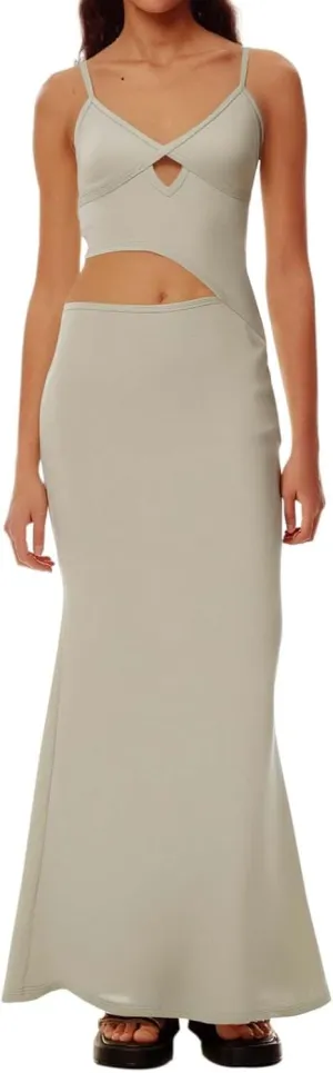 Elegant Women's Deep V Neck Hollow Out Asymmetrical Color Block Dress  Stylish Sleeveless Casual Dress for