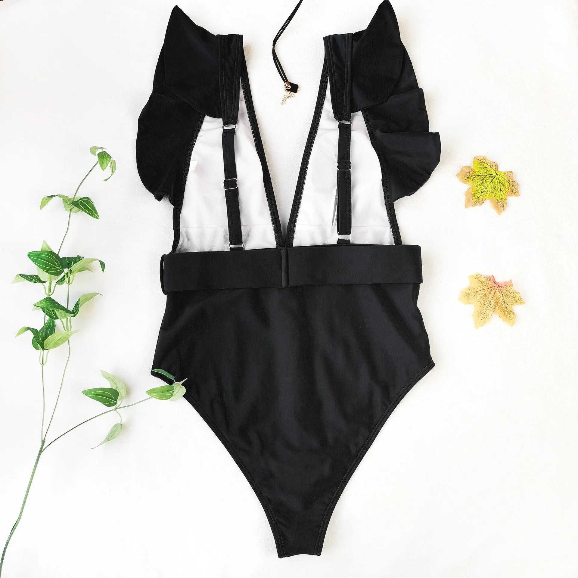 Emma Belted Swimsuit: Black