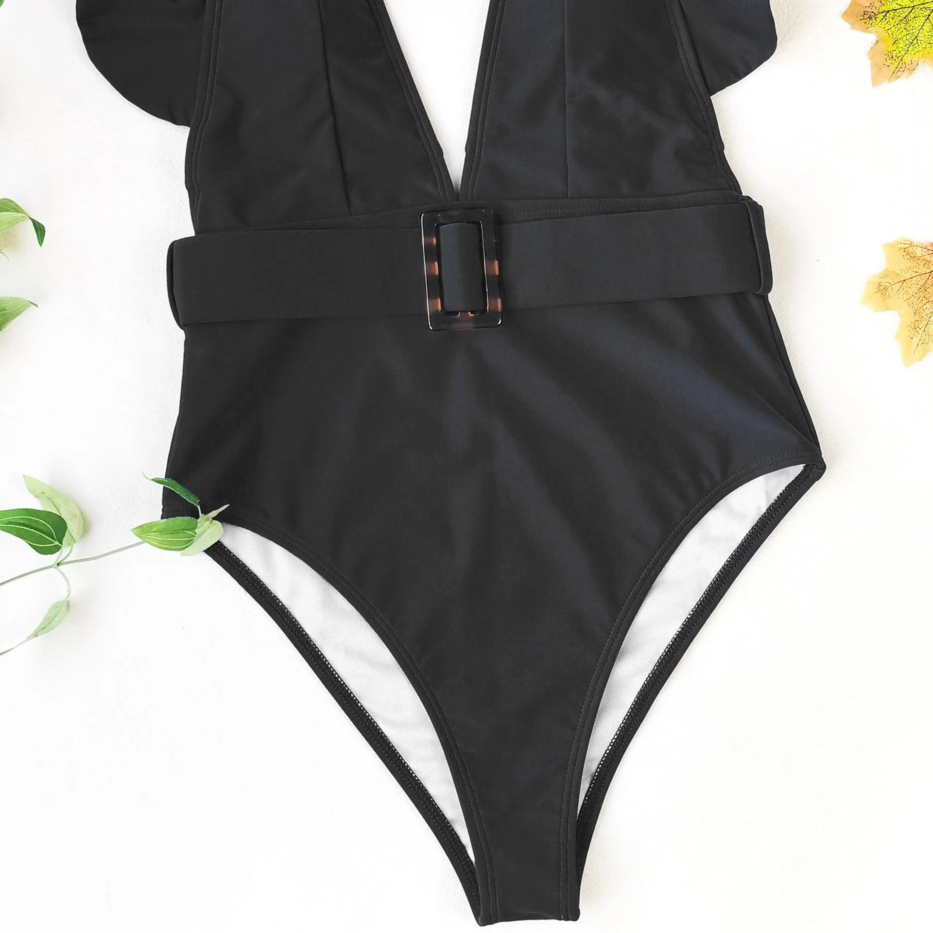 Emma Belted Swimsuit: Black
