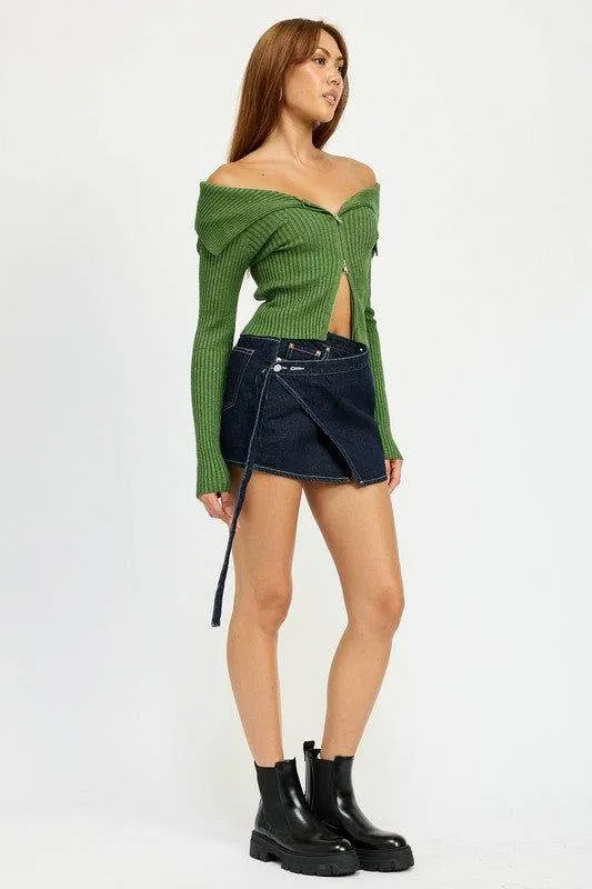 Emory Park Wrapped Mini Denim Skirt