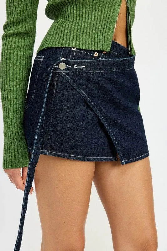 Emory Park Wrapped Mini Denim Skirt
