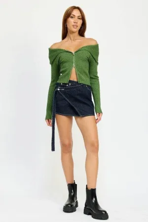 Emory Park Wrapped Mini Denim Skirt