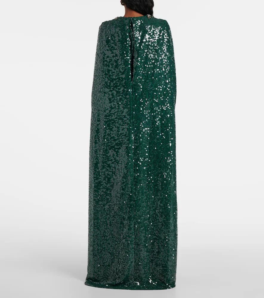 Erdem Sequined georgette caped gown