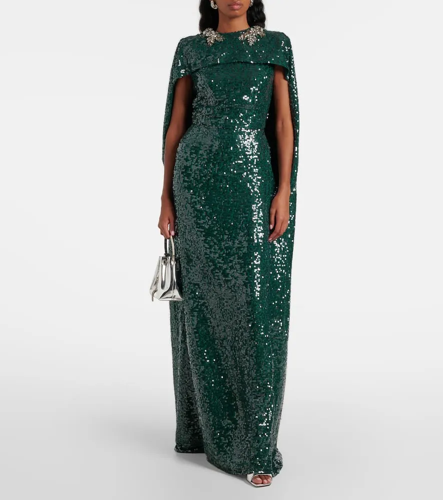 Erdem Sequined georgette caped gown