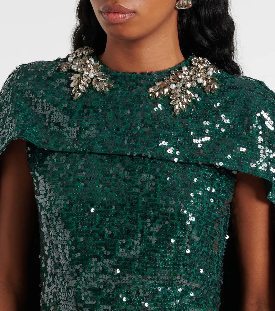 Erdem Sequined georgette caped gown
