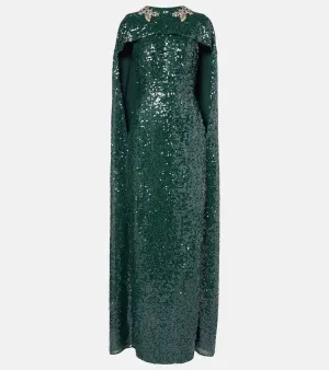 Erdem Sequined georgette caped gown