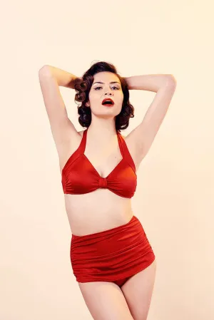 Esther Williams Red Retro Vintage High Waist Bikini Bottoms