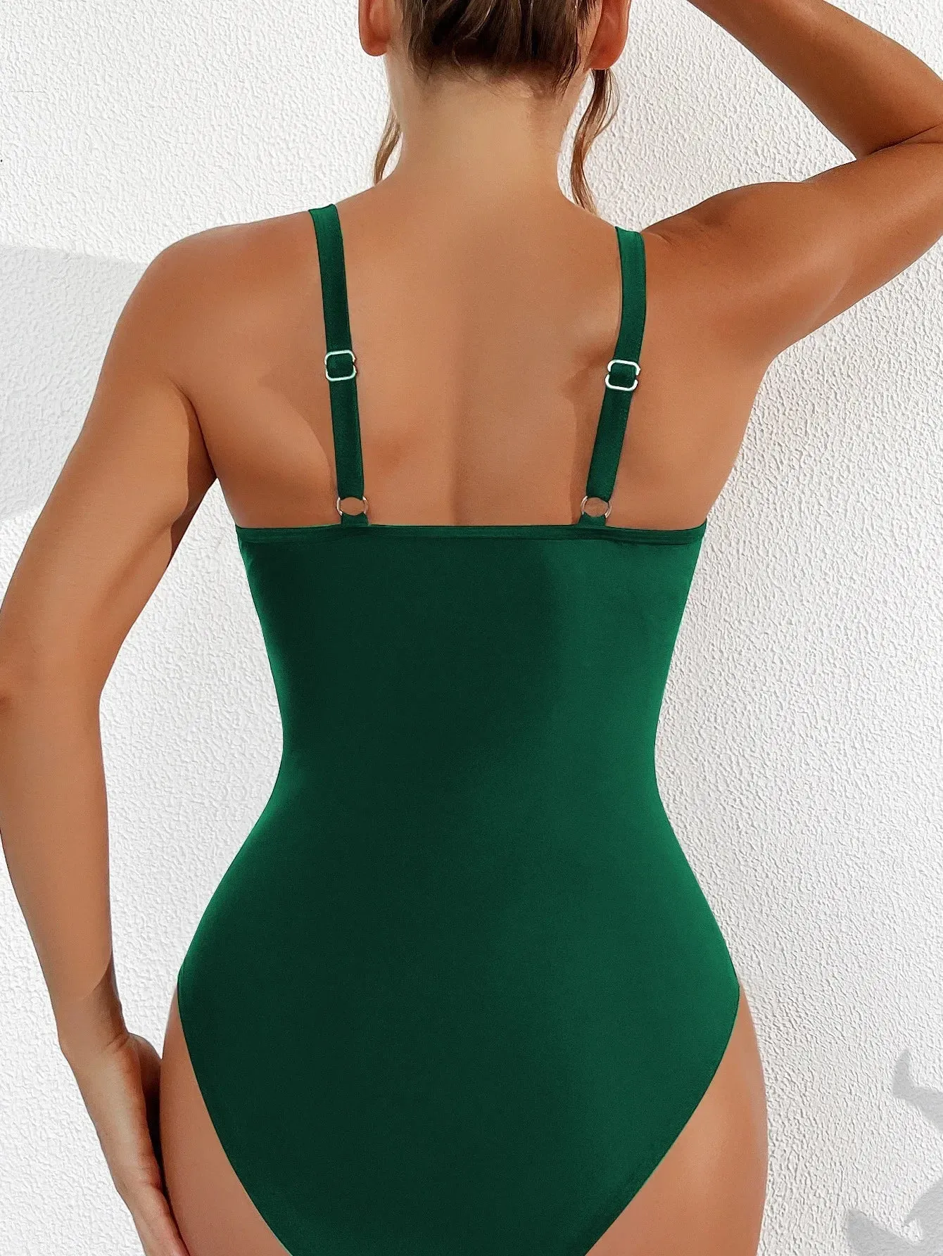 Exotic allure Women's Mesh Accent Animal Print One-Piece Plunge Swimsuit