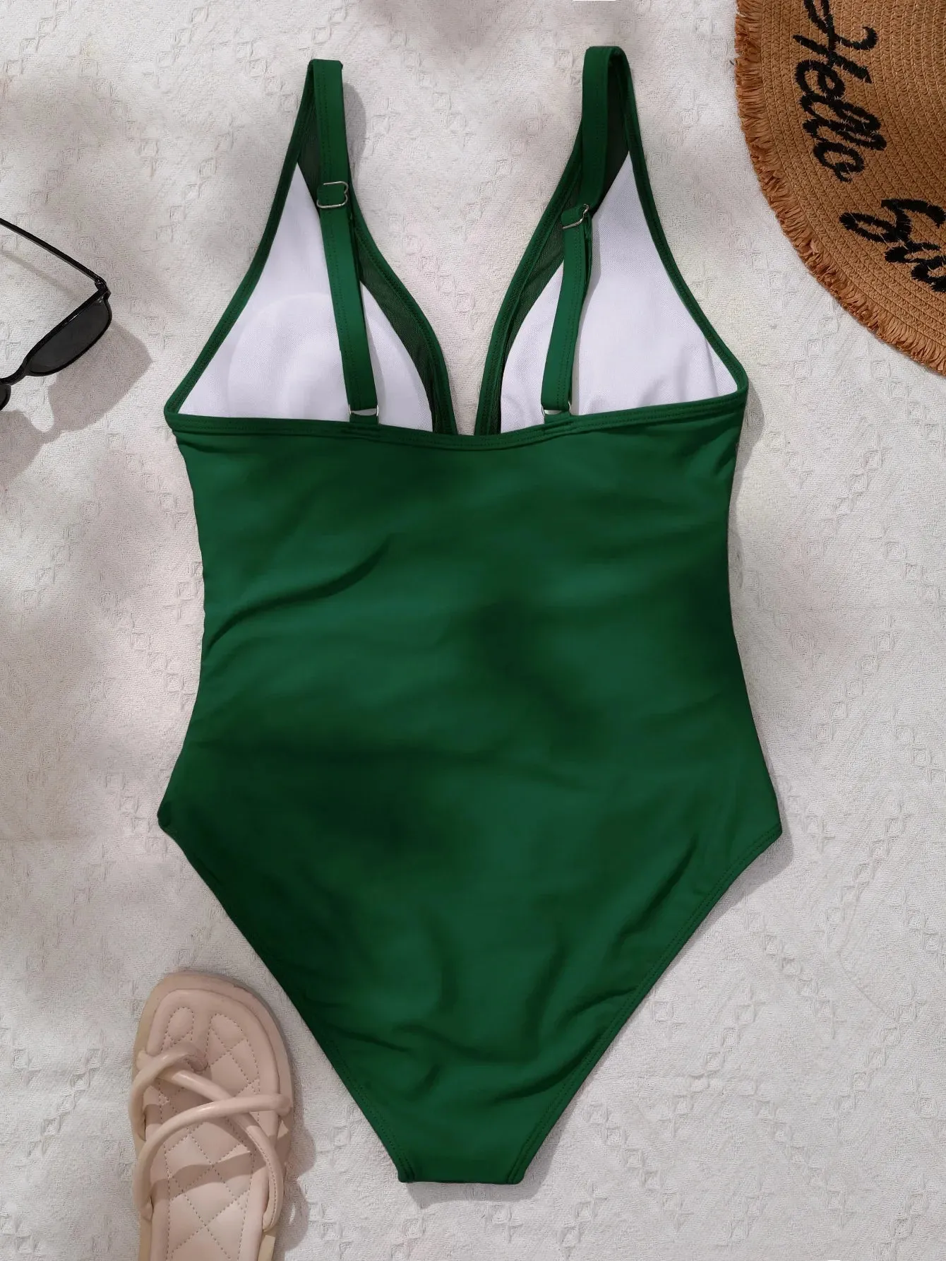 Exotic allure Women's Mesh Accent Animal Print One-Piece Plunge Swimsuit