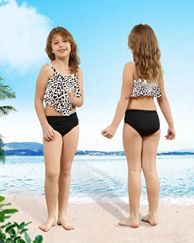 Family Matching Ruffle High Waisted Bottom Tankini Set Swimsuits