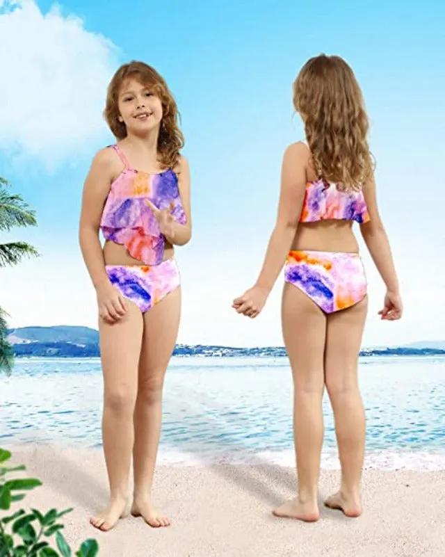 Family Matching Ruffle High Waisted Bottom Tankini Set Swimsuits