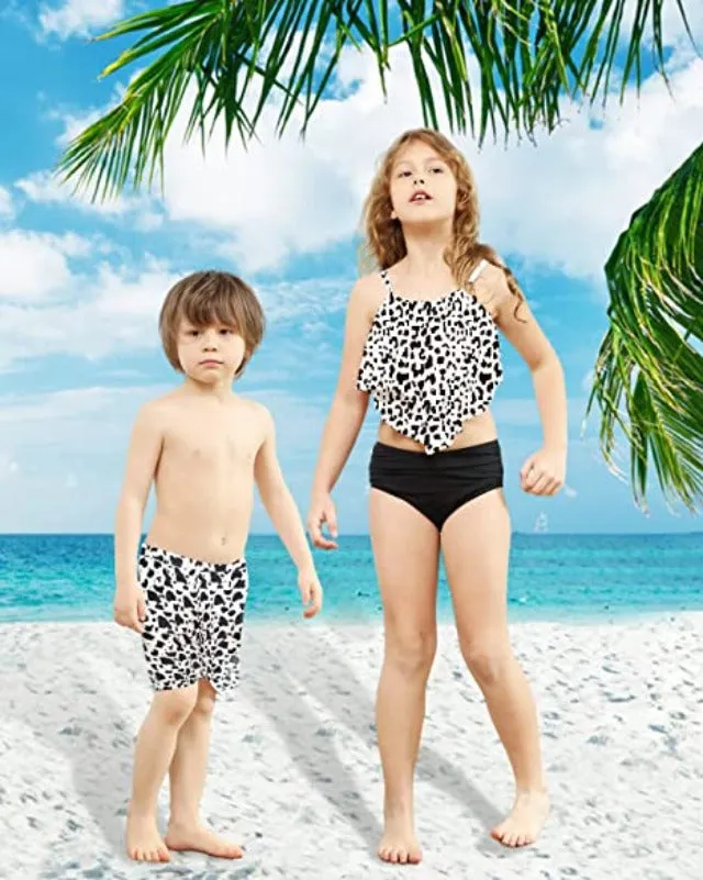 Family Matching Ruffle High Waisted Bottom Tankini Set Swimsuits