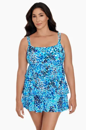 Fanciful Long Torso Triple Tier Swim Dress
