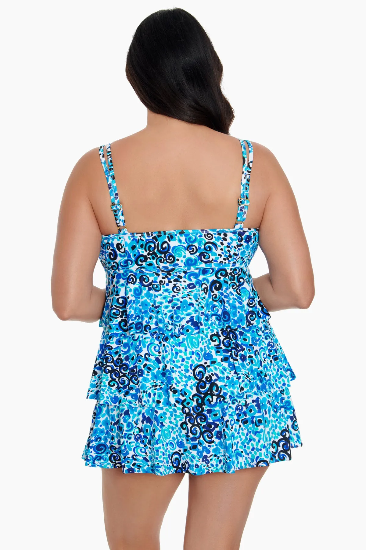 Fanciful Long Torso Triple Tier Swim Dress