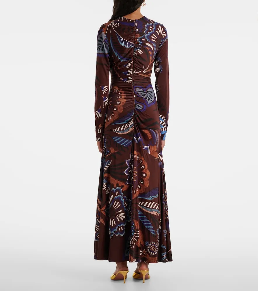 Farm Rio Delicate Garden ruched maxi dress