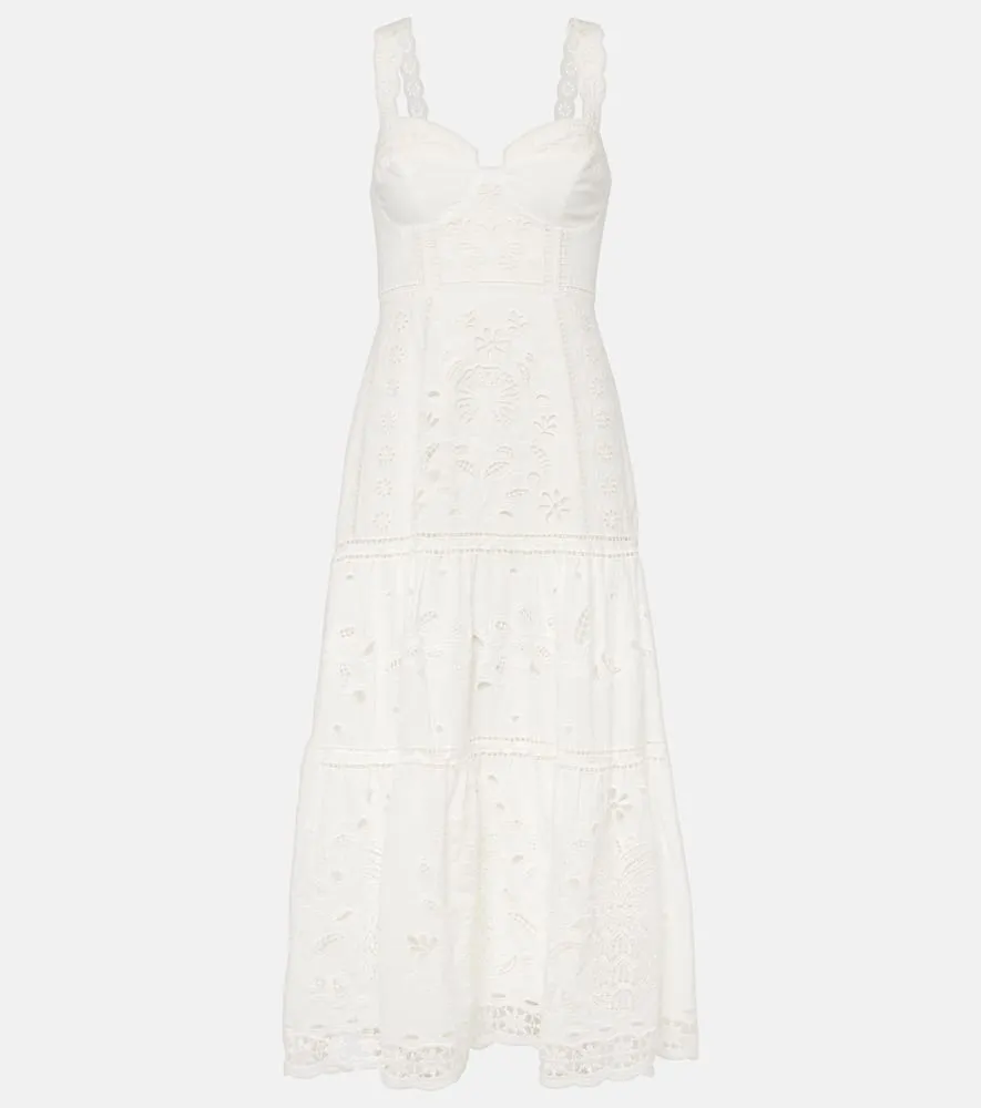 Farm Rio Richelieu broderie anglaise midi dress
