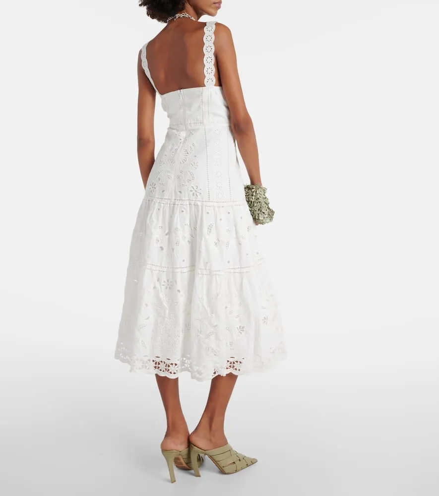 Farm Rio Richelieu broderie anglaise midi dress