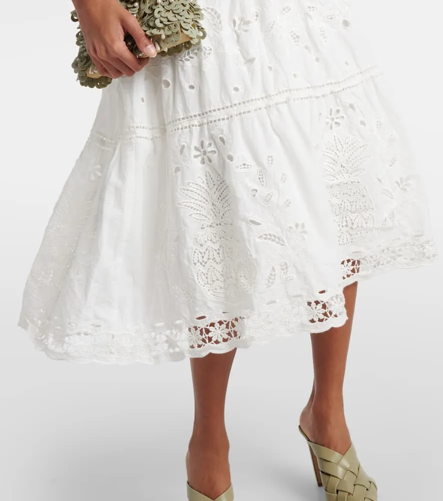 Farm Rio Richelieu broderie anglaise midi dress