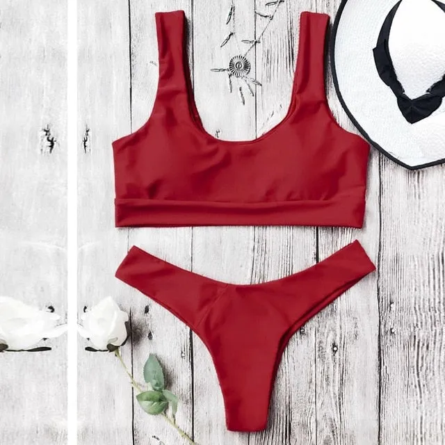 Fashion Women Sexy Pure Color Push-Up Padded Swimsuit Beachwear Two Piece Bikini,biquini,zaful,mujer