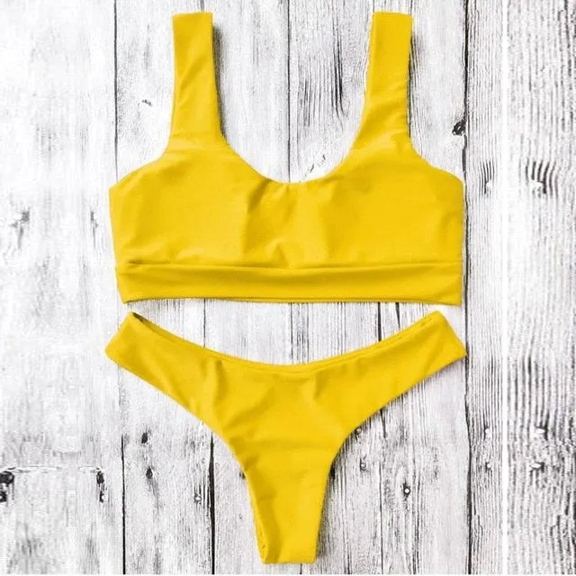 Fashion Women Sexy Pure Color Push-Up Padded Swimsuit Beachwear Two Piece Bikini,biquini,zaful,mujer
