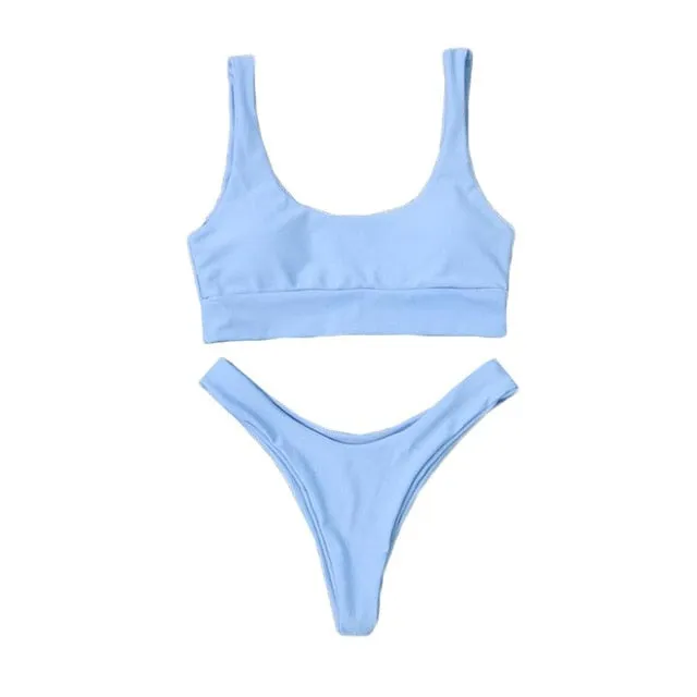 Fashion Women Sexy Pure Color Push-Up Padded Swimsuit Beachwear Two Piece Bikini,biquini,zaful,mujer