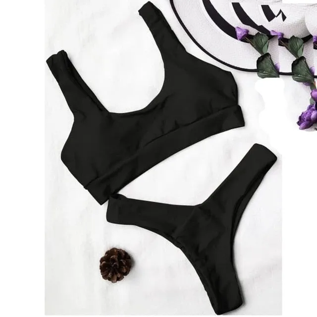 Fashion Women Sexy Pure Color Push-Up Padded Swimsuit Beachwear Two Piece Bikini,biquini,zaful,mujer