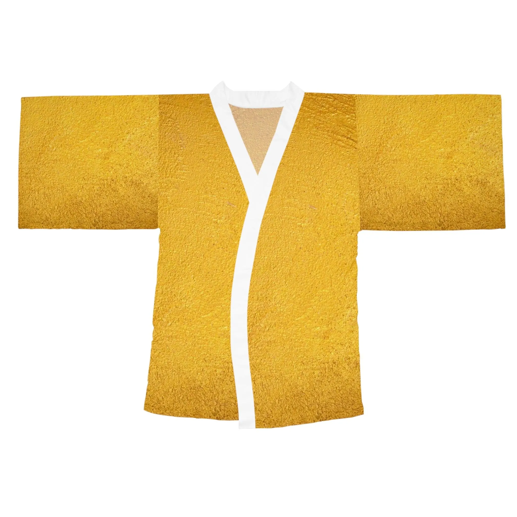 Faux Gold Cloth Long Sleeve Kimono Robe
