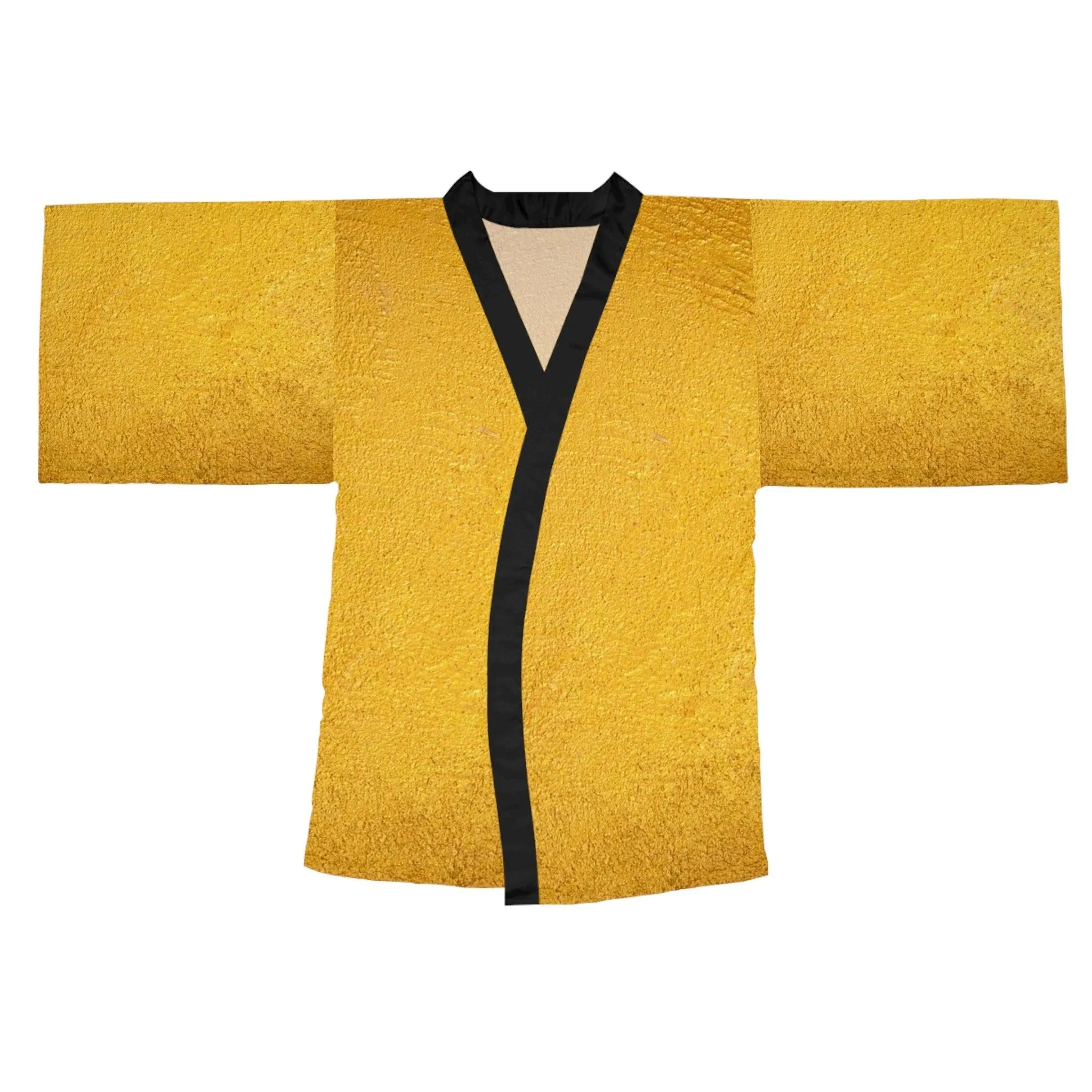 Faux Gold Cloth Long Sleeve Kimono Robe