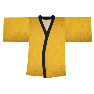 Faux Gold Cloth Long Sleeve Kimono Robe